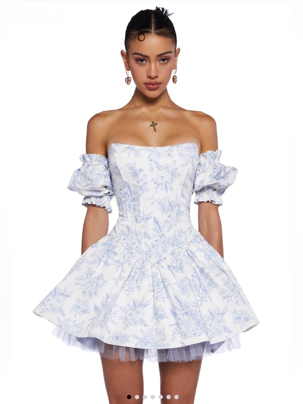 DOLLS KILL FLORAL BLUE CORSET DRESS XS NEVER WORN